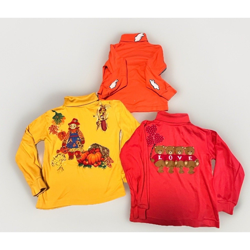 Vintage‎ Palettes 80's Girls Graphic Holiday Shirts Lot Of 3 Halloween Fall